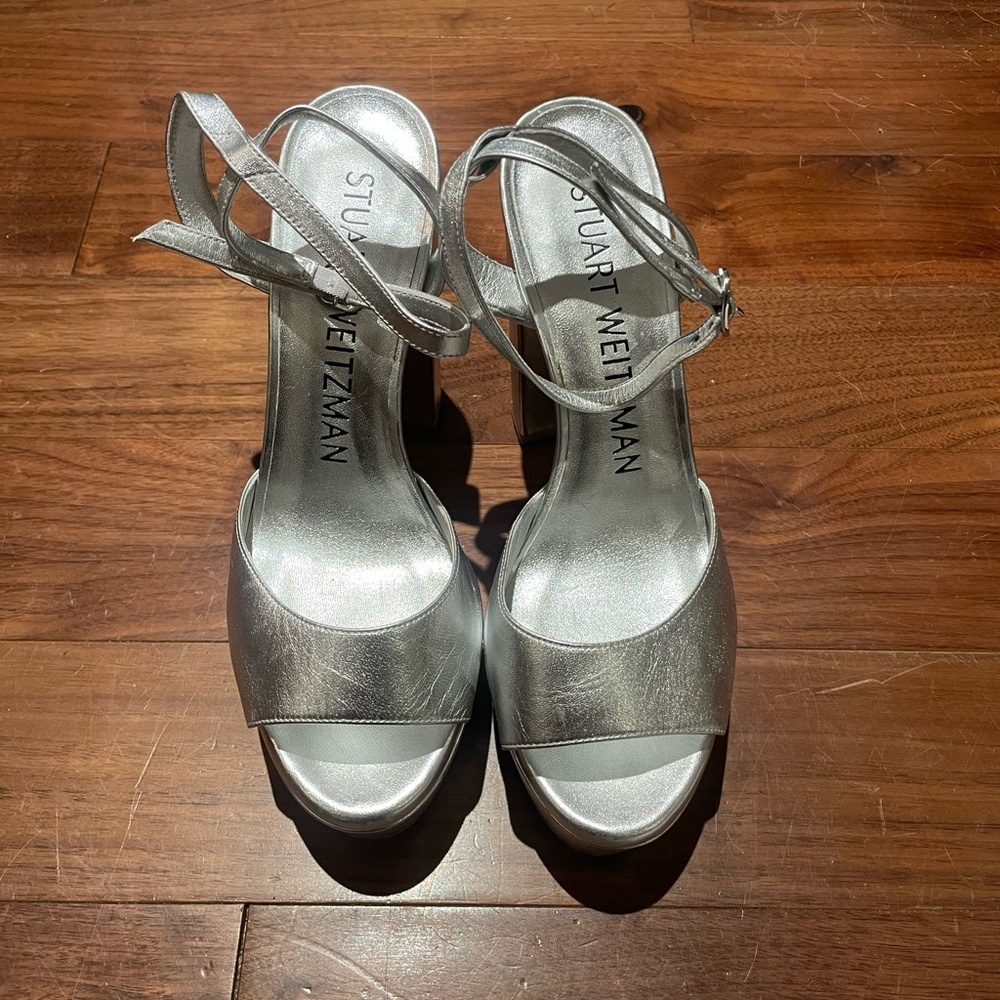 Stuart Weitzman Silver Platform Heels